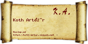 Koth Artúr névjegykártya